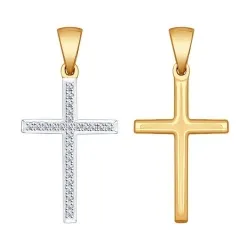 Cruce din aur roșu cu Diamant