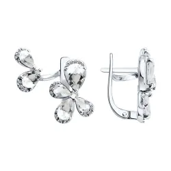 Cercei din aur alb cu Diamant, Cristal de munte și Topaz