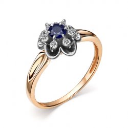 Inel din aur roșu cu pietre Diamant, Safir