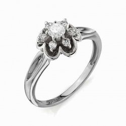 Inel din aur alb cu pietre Diamant