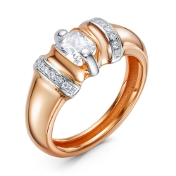 Inel din aur roșu cu pietre Cubic Zirconia Incolor