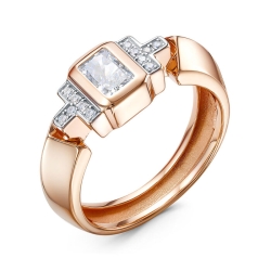 Inel din aur roșu cu pietre Cubic Zirconia Incolor