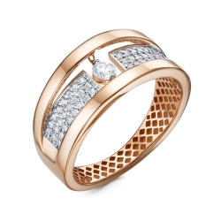 Inel din aur roșu cu pietre Cubic Zirconia Incolor
