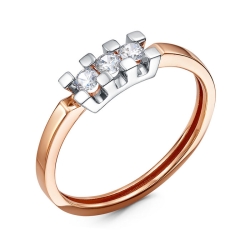 Inel din aur roșu cu pietre Cubic Zirconia Incolor