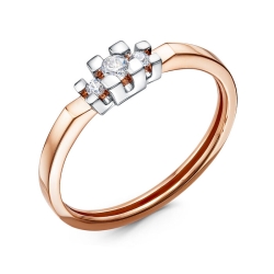 Inel din aur roșu cu pietre Cubic Zirconia Incolor