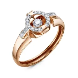 Inel din aur roșu cu Cubic Zirconia Incolor