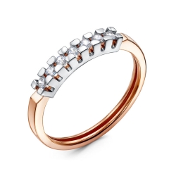 Inel din aur roșu cu pietre Cubic Zirconia Incolor