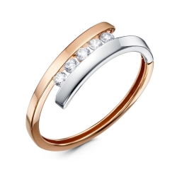 Inel din aur roșu cu pietre Cubic Zirconia Incolor