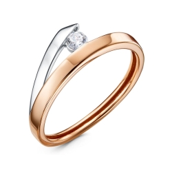 Inel din aur roșu cu pietre Cubic Zirconia Incolor