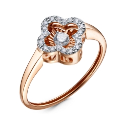 Inel din aur roșu cu pietre Cubic Zirconia Incolor