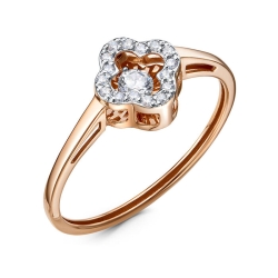Inel din aur roșu cu pietre Cubic Zirconia Incolor
