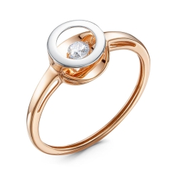 Inel din aur roșu cu pietre Cubic Zirconia Incolor