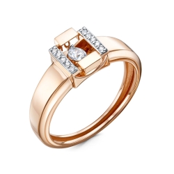 Inel din aur roșu cu pietre Cubic Zirconia Incolor