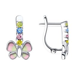 Cercei p-u copii din argint  cu pietre Cubic Zirconia Colorat, Emailare