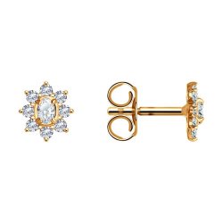 Cercei Pusete din aur roșu cu pietre Cubic Zirconia Incolor