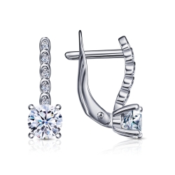 Cercei din aur alb cu pietre Cubic Zirconia Incolor