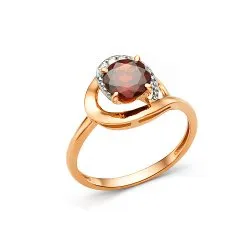 Inel din aur roșu cu Cubic Zirconia Incolor, Granat