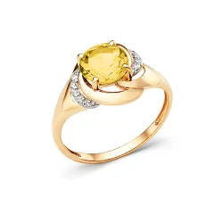 Inel din aur roșu cu Cubic Zirconia Incolor, Citrin