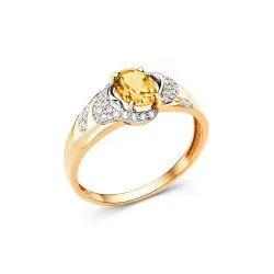 Inel din aur roșu cu Cubic Zirconia Incolor, Citrin