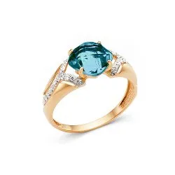 Inel din aur roșu cu Cubic Zirconia Incolor, Topaz London