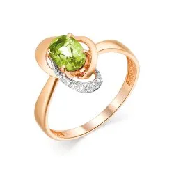 Inel din aur roșu cu Cubic Zirconia Incolor, Crisolit
