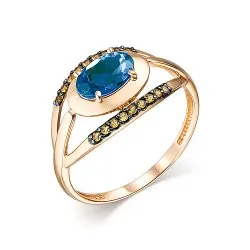 Inel din aur roșu cu Cubic Zirconia Incolor, Topaz London