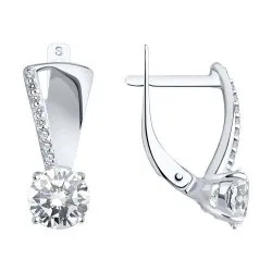 Серьги из серебра с камнями Фианит