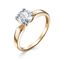 Inel din aur roșu cu pietre Cubic Zirconia Incolor