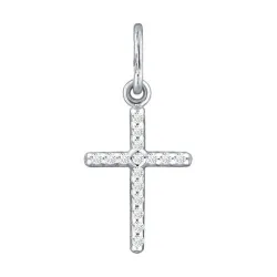 Cruce din aur alb cu Cubic Zirconia Incolor