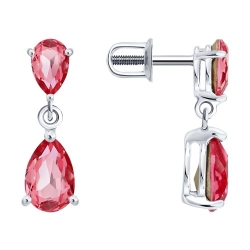 Cercei Pusete din argint  cu pietre Cristal roz