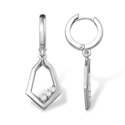 Cercei Creole din argint  cu pietre Cubic Zirconia Incolor
