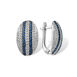 Cercei din argint  cu pietre Cubic Zirconia Incolor, Cubic Zirconia Albastru Safir