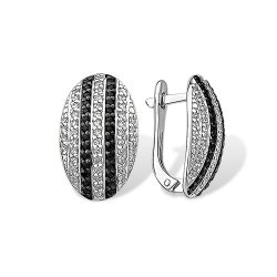 Cercei din argint  cu pietre Cubic Zirconia Incolor, Cubic Zirconia Negru