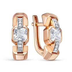 Cercei din aur roșu cu pietre Cubic Zirconia Incolor