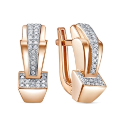 Cercei din aur roșu cu pietre Cubic Zirconia Incolor