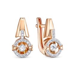Cercei din aur roșu cu pietre Cubic Zirconia Incolor