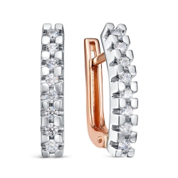 Cercei din aur roșu cu pietre Cubic Zirconia Incolor