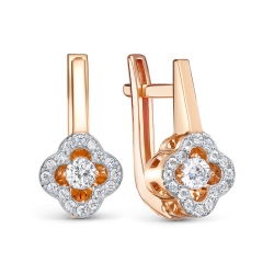 Cercei din aur roșu cu pietre Cubic Zirconia Incolor