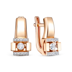 Cercei din aur roșu cu pietre Cubic Zirconia Incolor