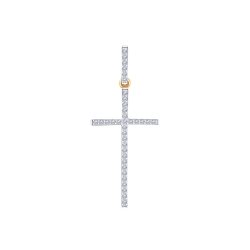 Cruce din aur roșu cu pietre Cubic Zirconia Incolor