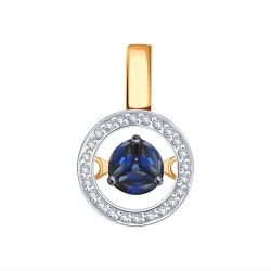 Подвеска из красного золота с камнями Бриллиант, Сапфир