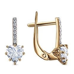 Cercei din aur roșu cu pietre Cubic Zirconia Incolor