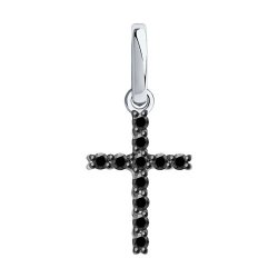 Cruce din aur alb cu pietre Diamant negru