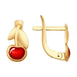 Cercei p-u copii din aur roșu cu Emailare
