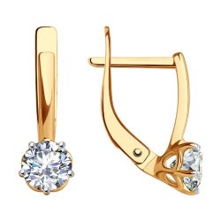 Cercei din aur roșu cu pietre Cubic Zirconia Incolor