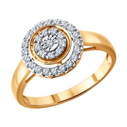 Кольцо из красного золота с камнями Бриллиант