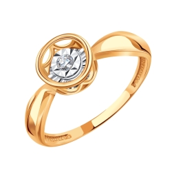 Inel din aur roșu cu pietre Diamant