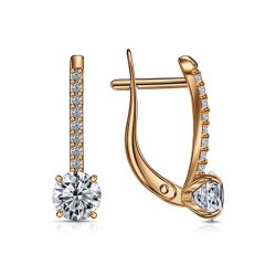 Cercei din aur roșu cu pietre Cubic Zirconia Incolor