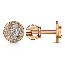 Серьги Пусеты из красного золота с камнями Фианит