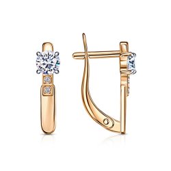 Серьги из красного золота с камнями Фианит